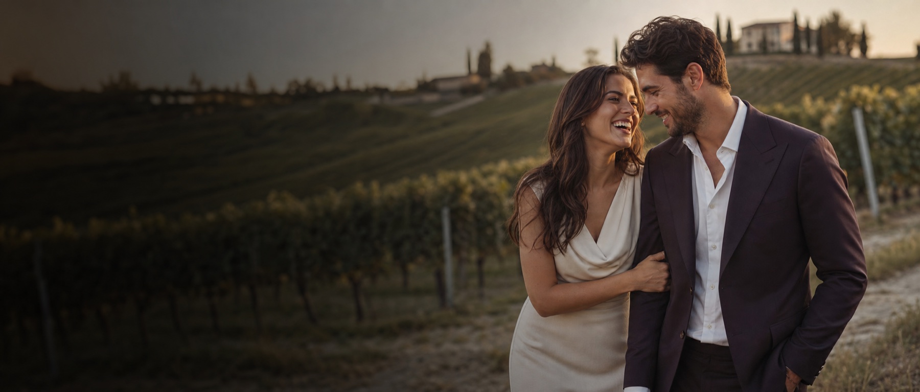 A couple celebrating at their wedding